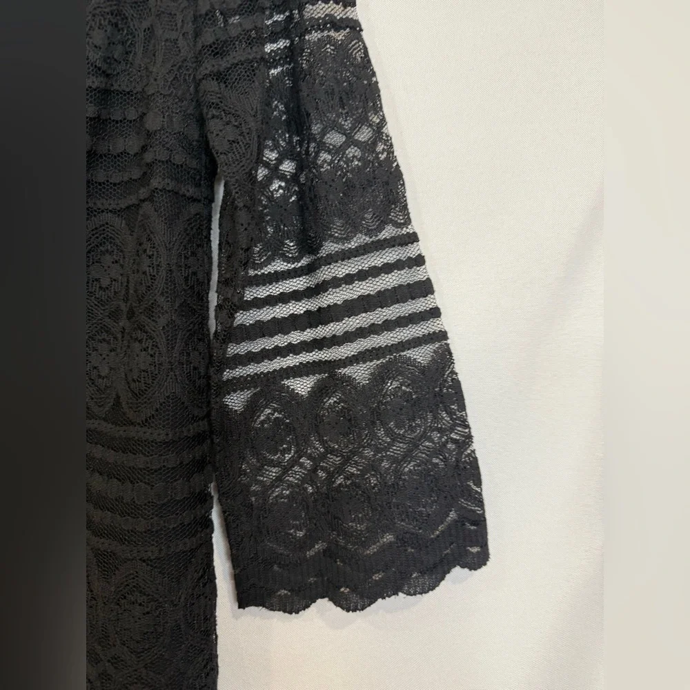 NWT Lucky Brand Dress Black Floral Lace Size Small Fully lined Boho Festive NEW